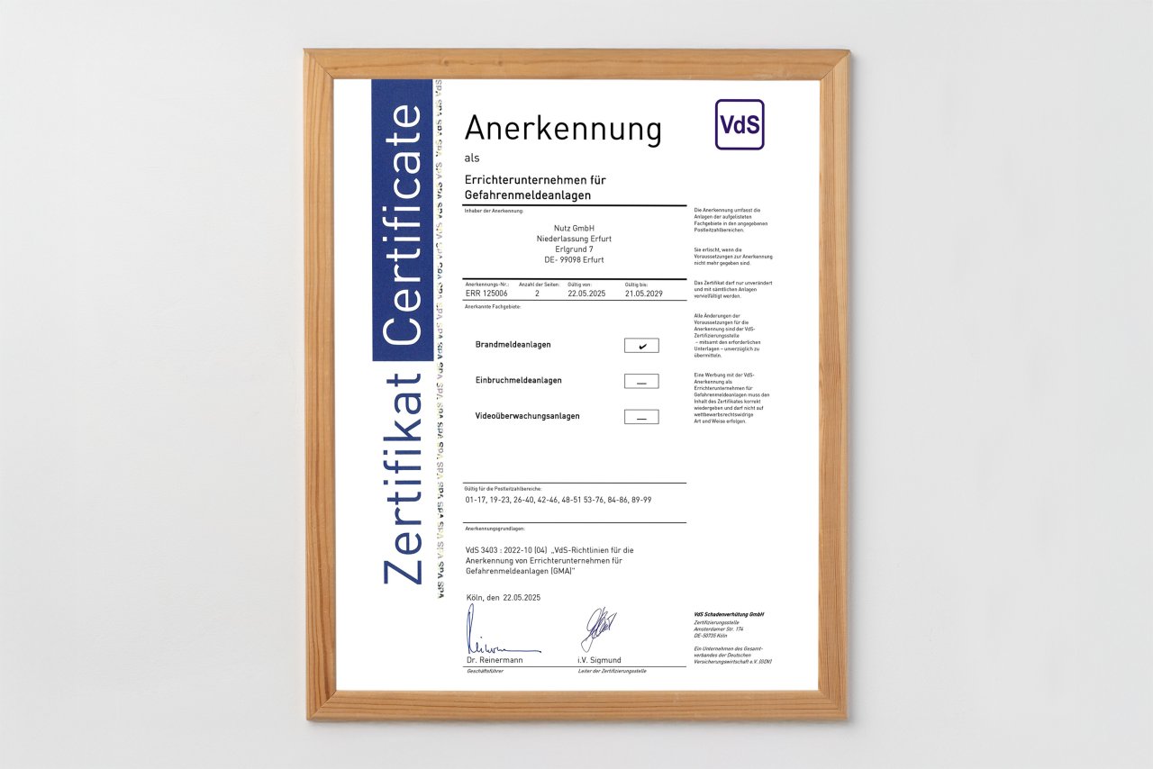 VdS Errichterunternehmen für Gefahrenmeldeanlagen – Erfurt