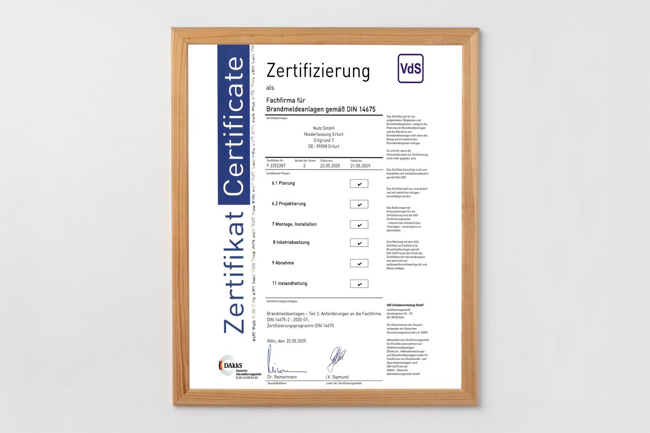 VdS Fachfirma für Brandmeldeanlagen nach DIN 14675 – Erfurt
