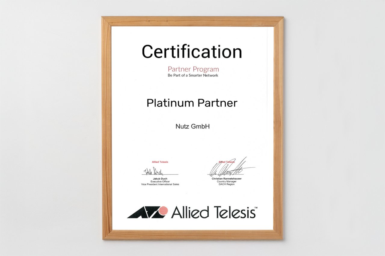 Zertifikate der Nutz GmbH: Allied Telesis Platinum Partner